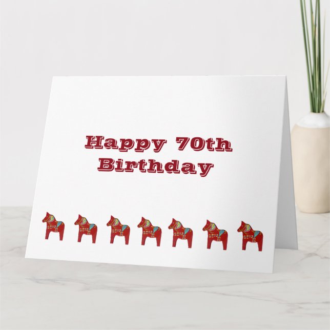 Gran tarjeta de caballo 70 de cumpleaños Dala (Anverso)