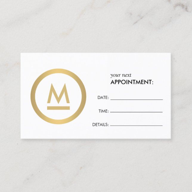 Gran tarjeta de cita inicial moderna de monograma (Anverso)