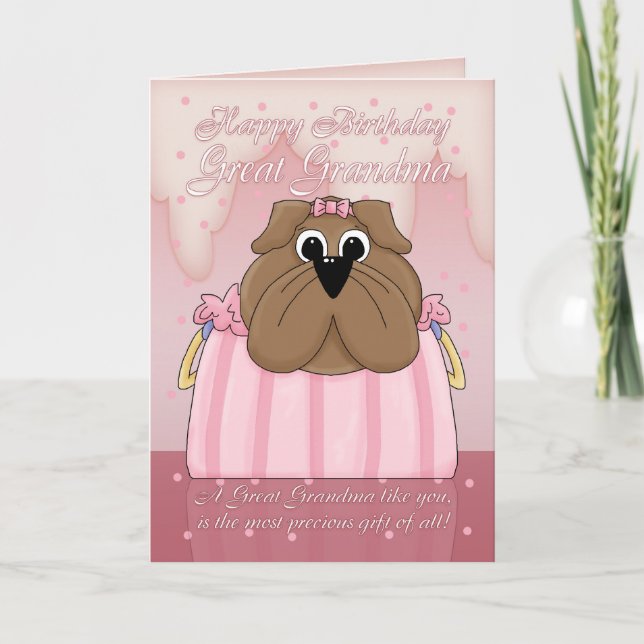 Gran tarjeta de cumpleaños de la abuela - bulldog (Anverso)
