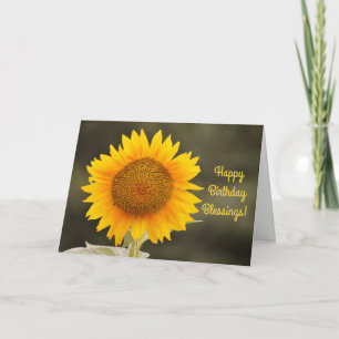Gran tarjeta de cumpleaños de la fe del girasol am