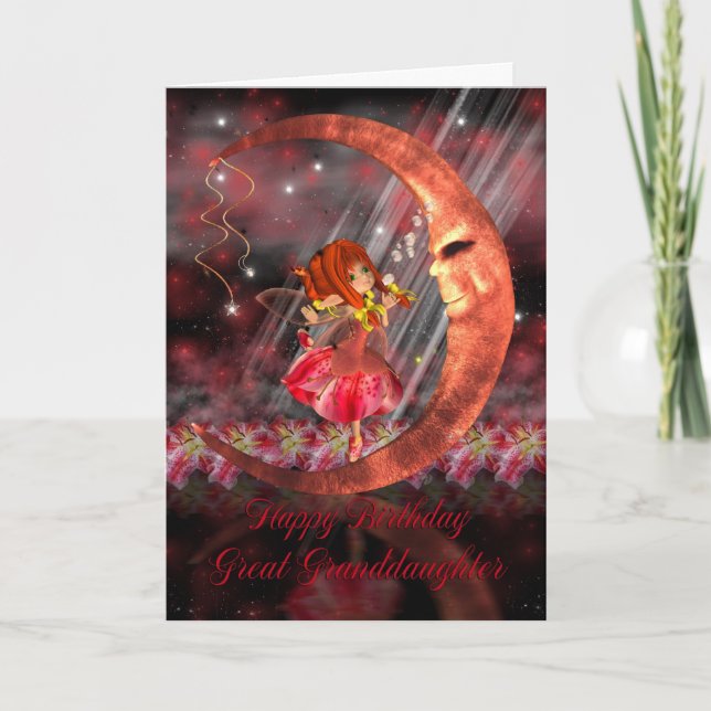 Gran tarjeta de cumpleaños de nieta con pequeño li (Anverso)