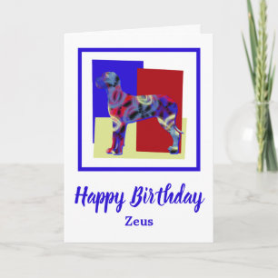 Gran tarjeta de cumpleaños de perro rojo azul azul