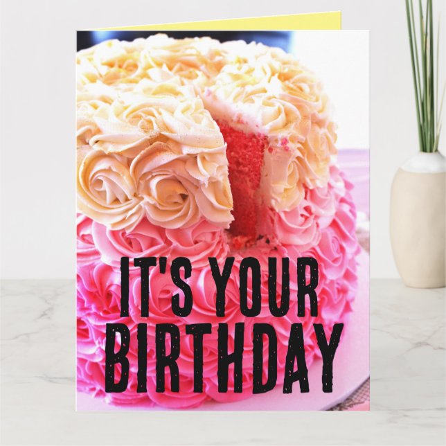 GRAN TARJETA DE CUMPLEAÑOS DE PINK CAKE FELIZ (Anverso)