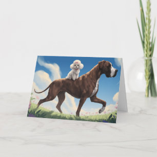 Gran tarjeta de danés y caniche