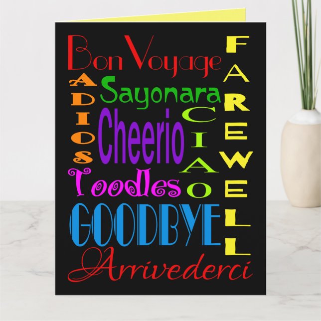 Gran tarjeta de despedida Adiós Cheerio 8 x 10 (Anverso)
