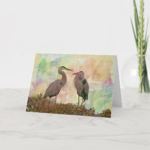 Gran tarjeta de felicitación Blue Heron Pair Digit