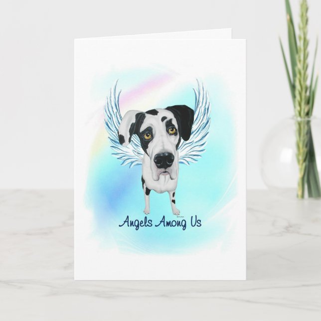 Gran tarjeta de Mascota de perdida Dane Angel Dog (Anverso)