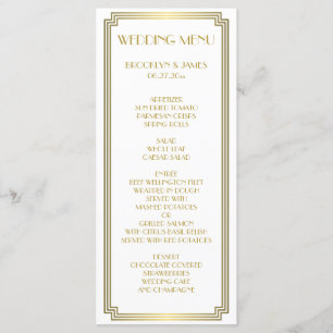 Gran tarjeta de menú Gatsby Art Deco White Gold Bo