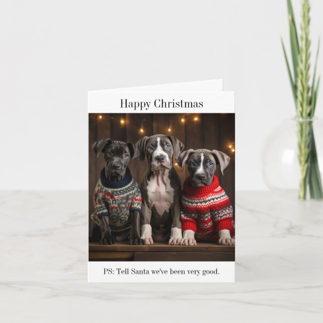 Gran tarjeta de Navidades Dane Puppies (Anverso)