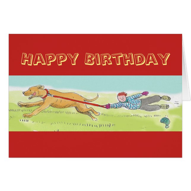 Gran tarjeta de perro de cumpleaños para caminar p (Anverso (Horizontal))