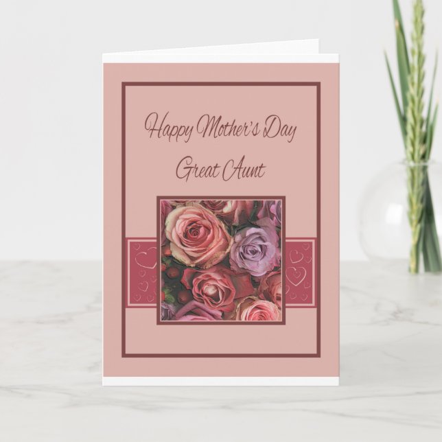 Gran tarjeta de rosa del Día de la Madre Feliz tía (Anverso)