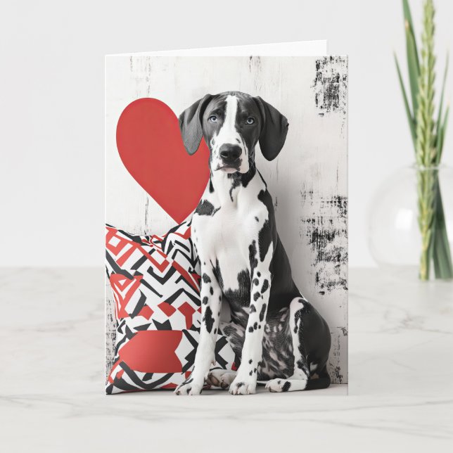 Gran tarjeta de San Valentín Dane Puppy (Anverso)