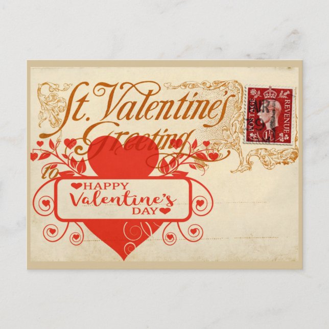 Gran tarjeta de San Valentín de corazón rojo (Anverso)