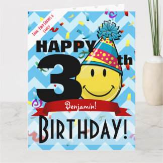 Gran tarjeta de sonriente feliz cumpleaños