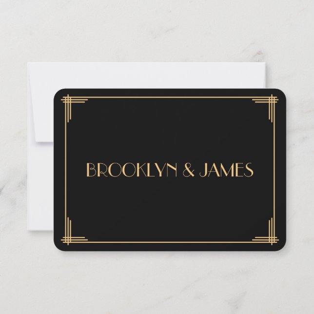 Gran tarjeta Gatsby Art Deco Wedding RSVP (Reverso)