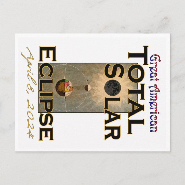 Gran tarjeta postal de eclipse solar total 2024 de (Anverso)