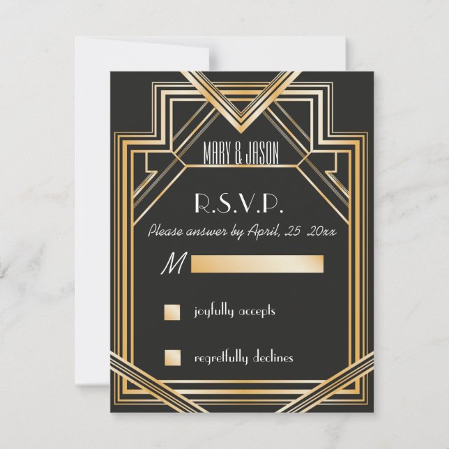 Gran tarjeta RSVP inspirada en Gatsby (Anverso)
