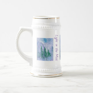 Gran taza con una huella de arte de un bosque nubl