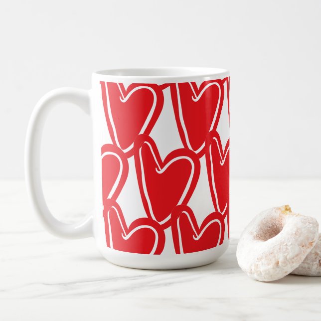 Gran taza de papel del corazón rojo (Con donut)