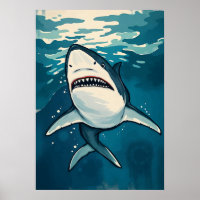 Gran tiburón blanco personalizado - arte depredado