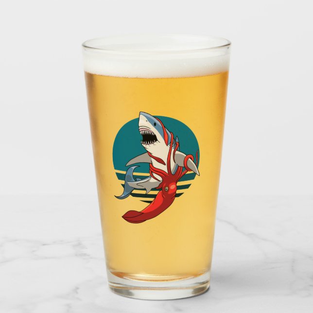 Gran tiburón blanco y calamar gigante (Anverso (lleno))