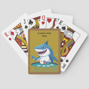 Gran tiburón de cartas blancas jugador de póquer j