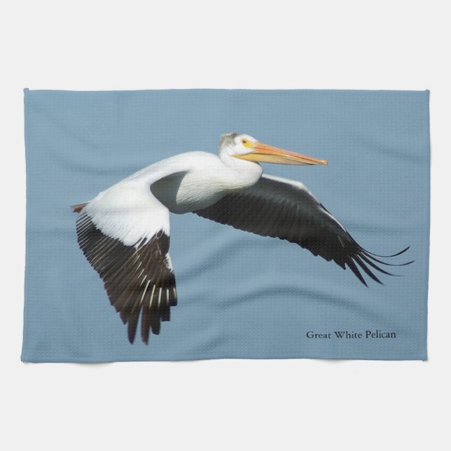 Gran toalla de cocina pelicana blanca (Horizontal)