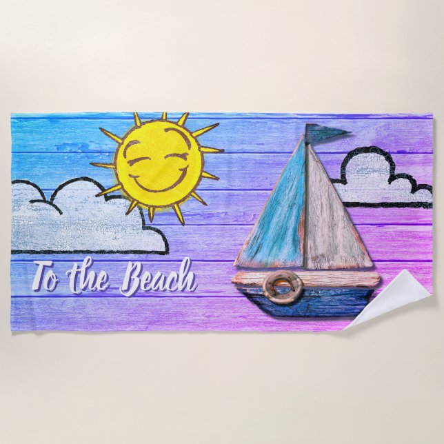 Gran toalla de playa A la playa Psicodélica (Anverso)