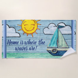 Gran toalla de playa Waves Driftwood Beach