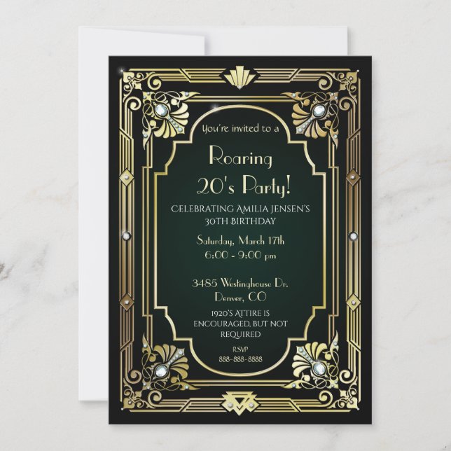 Gran trigésima invitación del cumpleaños de Gatsby (Anverso)