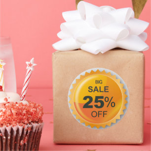 Gran venta precio 25 por ciento descuento pegatina