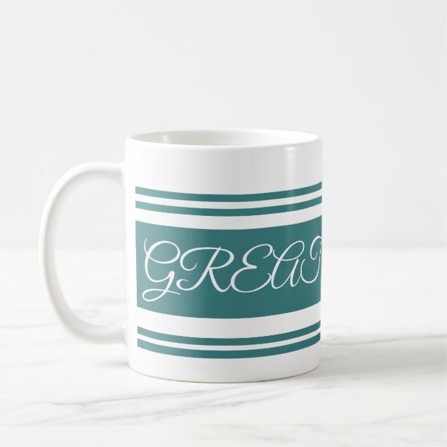 Gran Vibes Green Luxury lineado Mug. taza de café (Izquierda)