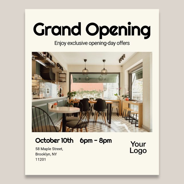 Grand Opening Bold Retro Photo Flyer (Subido por el creador)