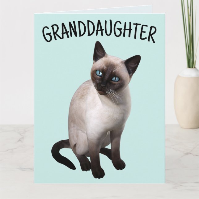 GRANDDAUGHTER SIAMESE CAT BIRTHDAY Tarjeta de feli (Anverso)