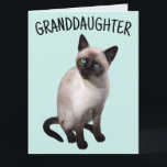GRANDDAUGHTER SIAMESE CAT BIRTHDAY Tarjeta de feli<br><div class="desc">TARJETA DE CUMPLEAÑOS DE LA NIETA SIAMÉS</div>