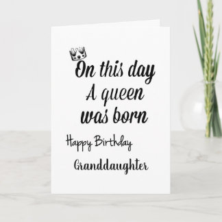 **GRANDDAUGTER** ERES UNA REINA TARJETA DE "CUMPLE