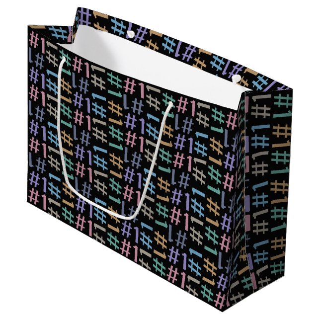 Grande "# 1" Bolsa de regalo de patrón (Angulo Anverso)