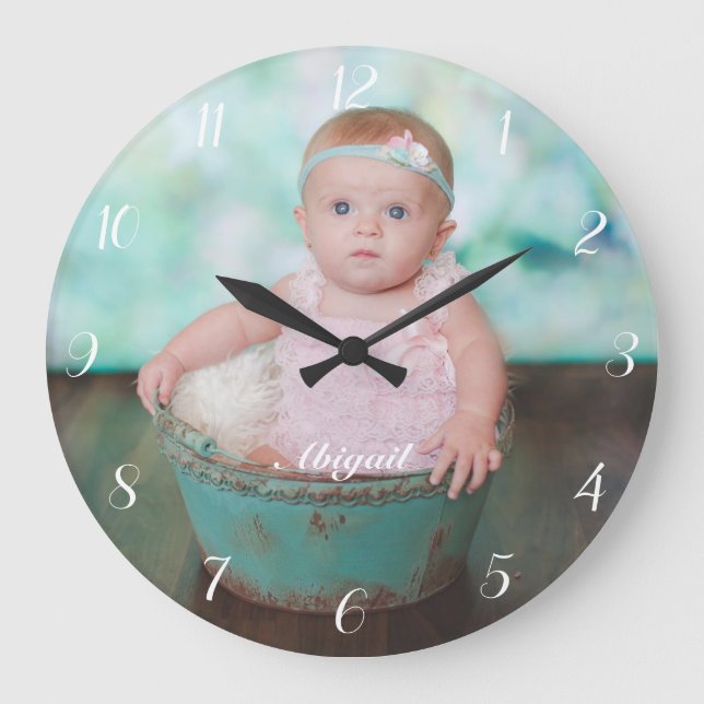 Grande Añadir su propio reloj redondo de Personalizado fo (Anverso)