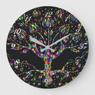 Grande Árbol De Vidrio Fundido Faux Del Reloj Redondo De 