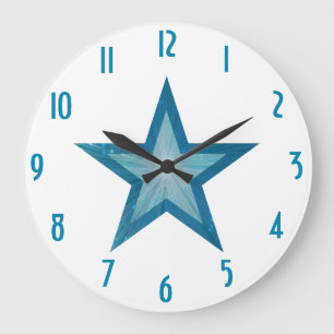Grande Blanco redondo de reloj de la estrella azul