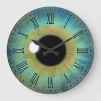 Blue Eye Iris Eyeball Gran Reloj romano redondo