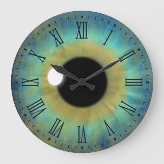 Grande Blue Eye Iris Eyeball Gran Reloj romano redondo