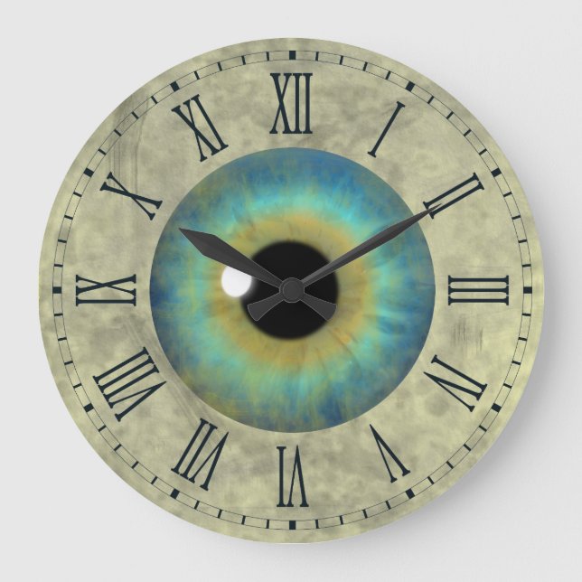 Grande Blue Eye Iris Eyeball Romano Gran Reloj redondo (Anverso)