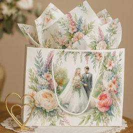Grande Boda floral hermosa con bolsa de regalo para novio