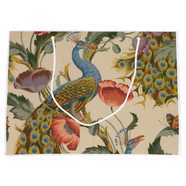 Grande Bolsa de pavo real y bolso de regalo floral (Anverso)