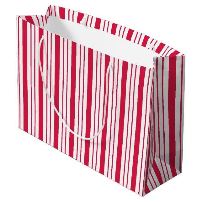 Grande Bolsa de regalo a rayas de menta tradicional (Angulo reverso)