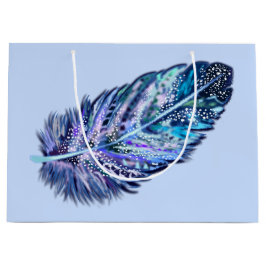 Grande Bolsa de regalo azul con pluma - Personalizable