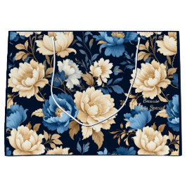 Grande Bolsa de regalo azul de flores victorianas