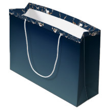 Bolsa de regalo azul gradiente con tela de rosa