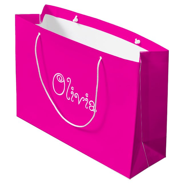 Grande Bolsa de regalo Baby Shower color rosa caliente (Angulo reverso)